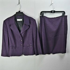Tahari ASL Women's Purple 2PC Skirt Suit Sz 12P, Professional, Business, Career